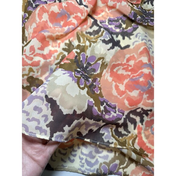 Lauren Ralph Lauren Multi Floral Sheer Ruffle Long Sleeve Blouse Top Women's PM - Picture 7 of 12